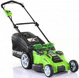 Газонокосилка аккумуляторная GreenWorks G40LM49DB Twin Force без АКБ и ЗУ (PRC, 40В, 49 см, 2 слота для АКБ, пластик, мульчирование, 60 л, 19.3 кг)